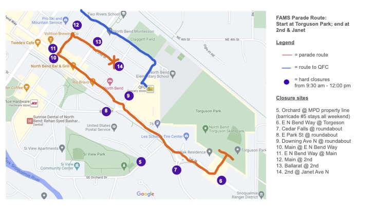 Map of the 2023 Festival at Mount Si parade route